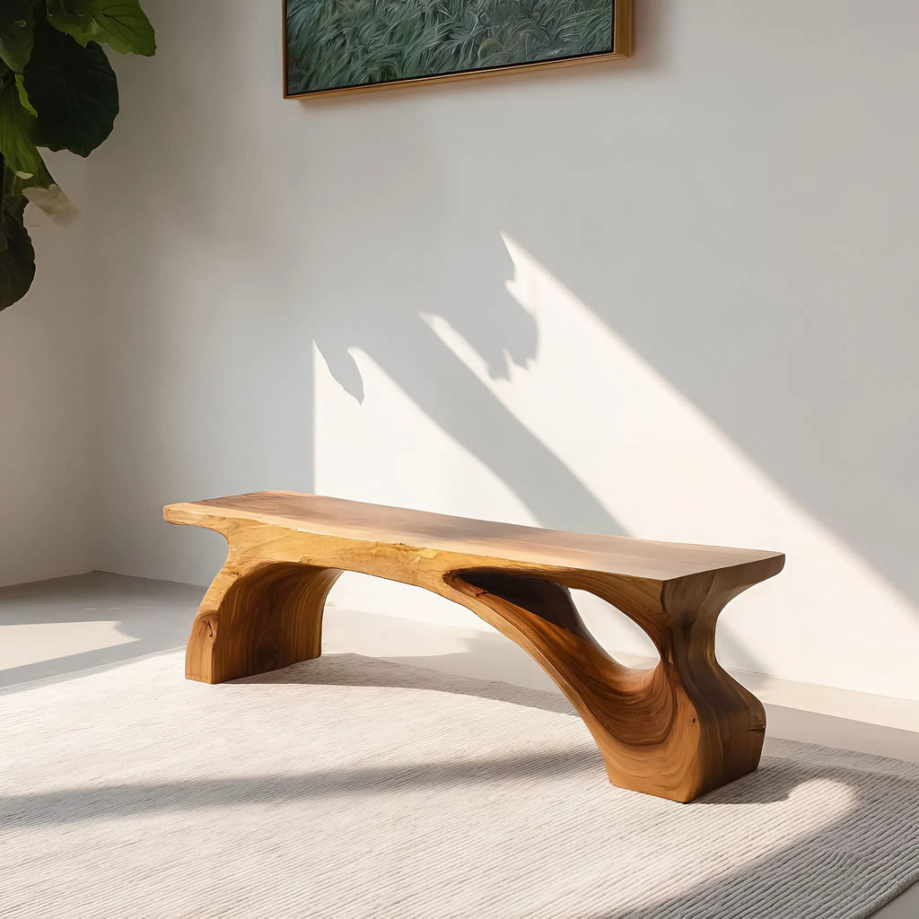 Organic Live Edge Bench, solid wood, built to order