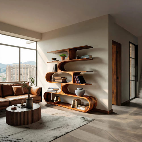 Artistic Curved Sculptural Bookshelf