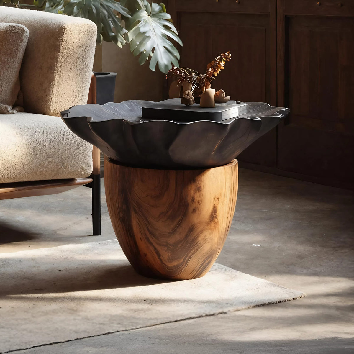 Mid Century Pedestal Side Table