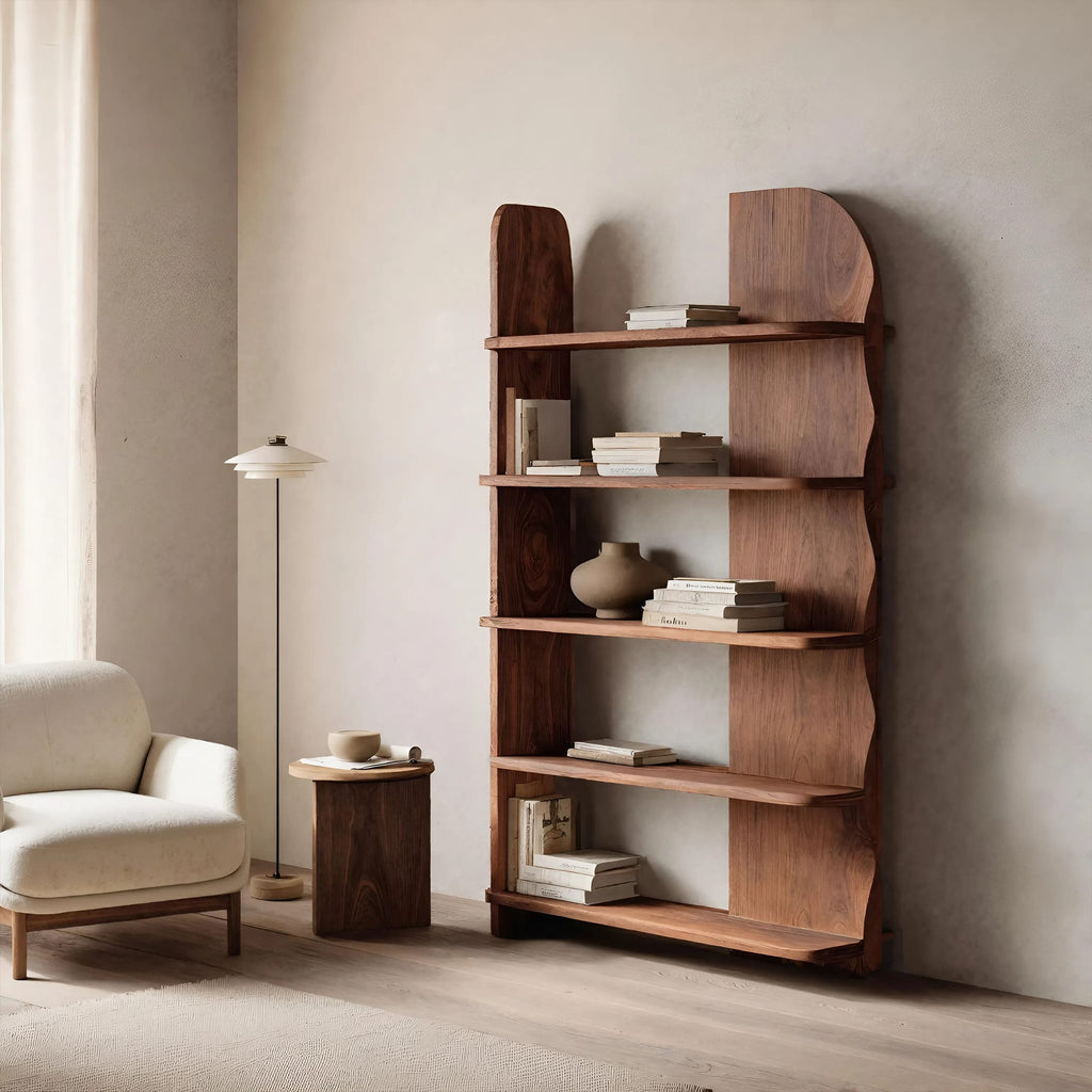 Minimalist Bookcase Sculptural Design, solid wood, built to order