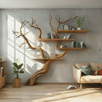 Tree Branch Shelf Wall Mount Bookshelf, solid wood, built to order