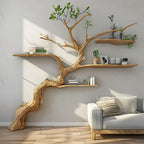 Tree Branch Floating Shelf Driftwood Bookshelf, solid wood, built to order