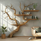 Tree Branch Shelf Wall Mount Bookshelf, solid wood, built to order