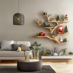 Branch Tree Shelf Floating Corner Shelf Mid Century, solid wood, built to order