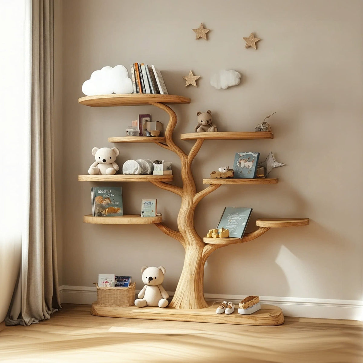 Baby Room Decoration Tree Shelf Handmade Bedroom Decoration Gift, solid wood, built to order