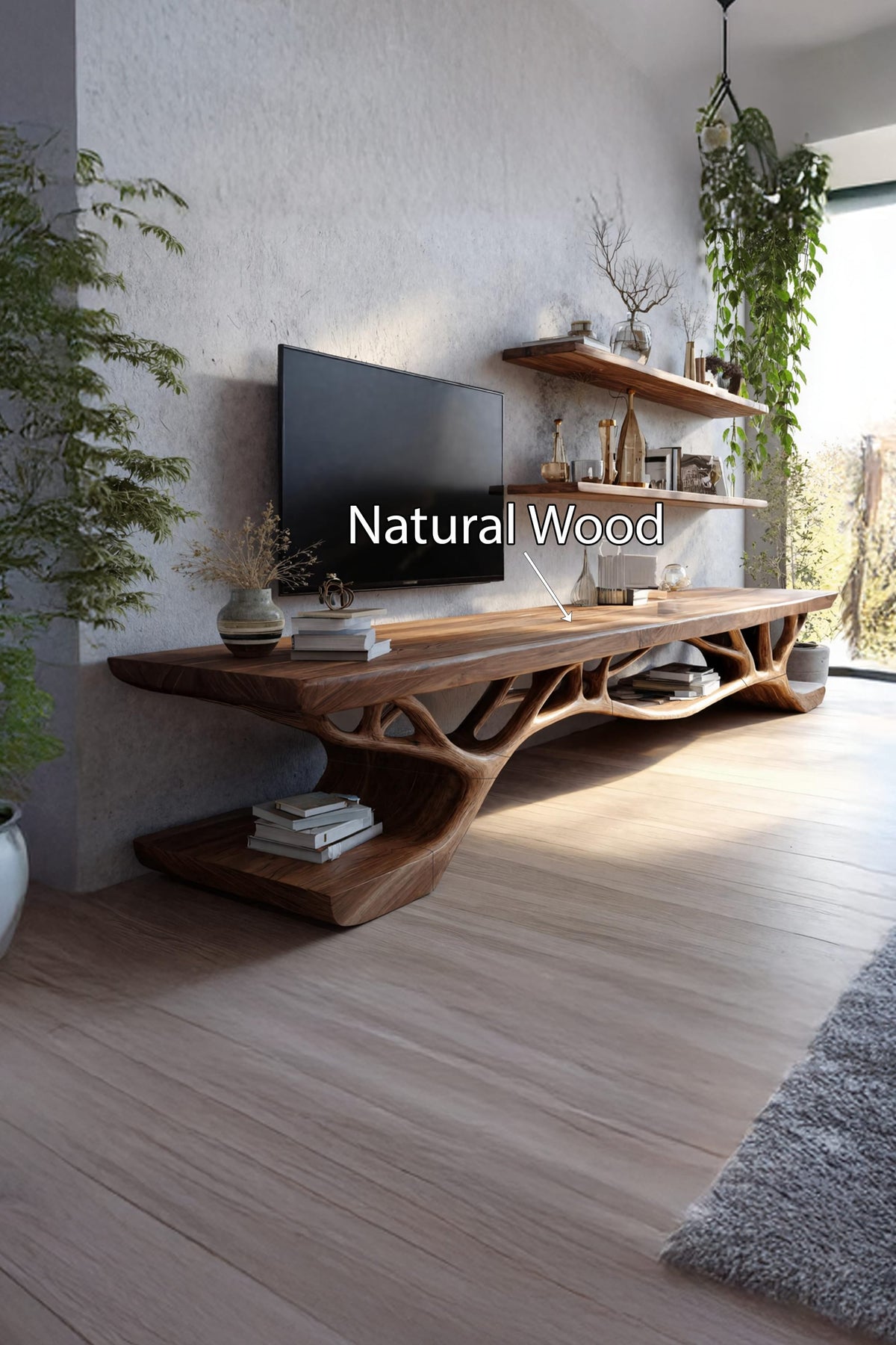 Mid Century Solid TV Console, solid wood, built to order