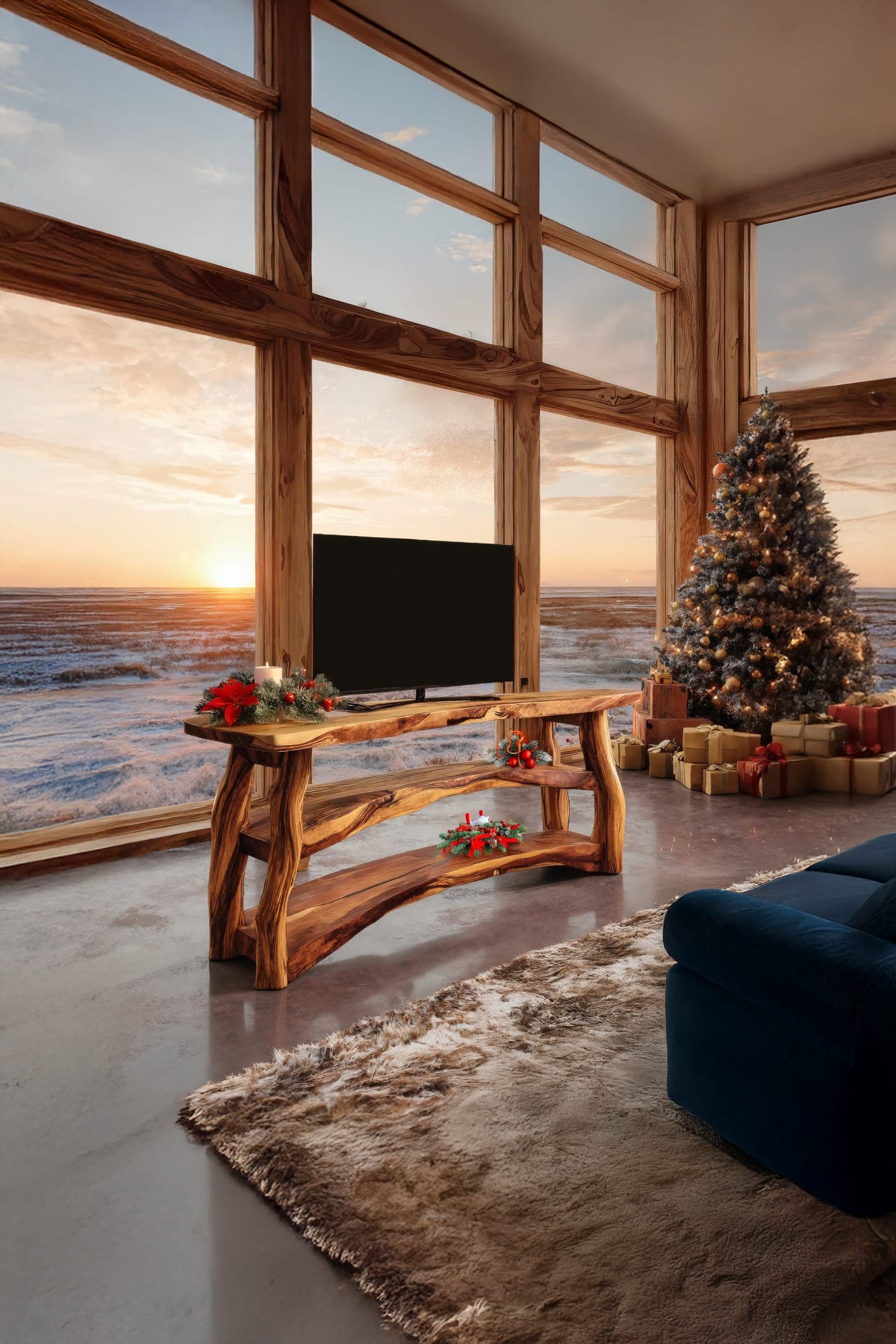 Live Edge Solid Sideboard TV Cabinet