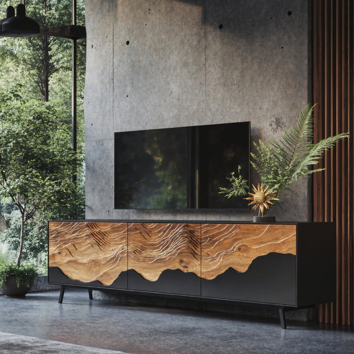 Handcrafted TV Console Table, solid wood, built to order
