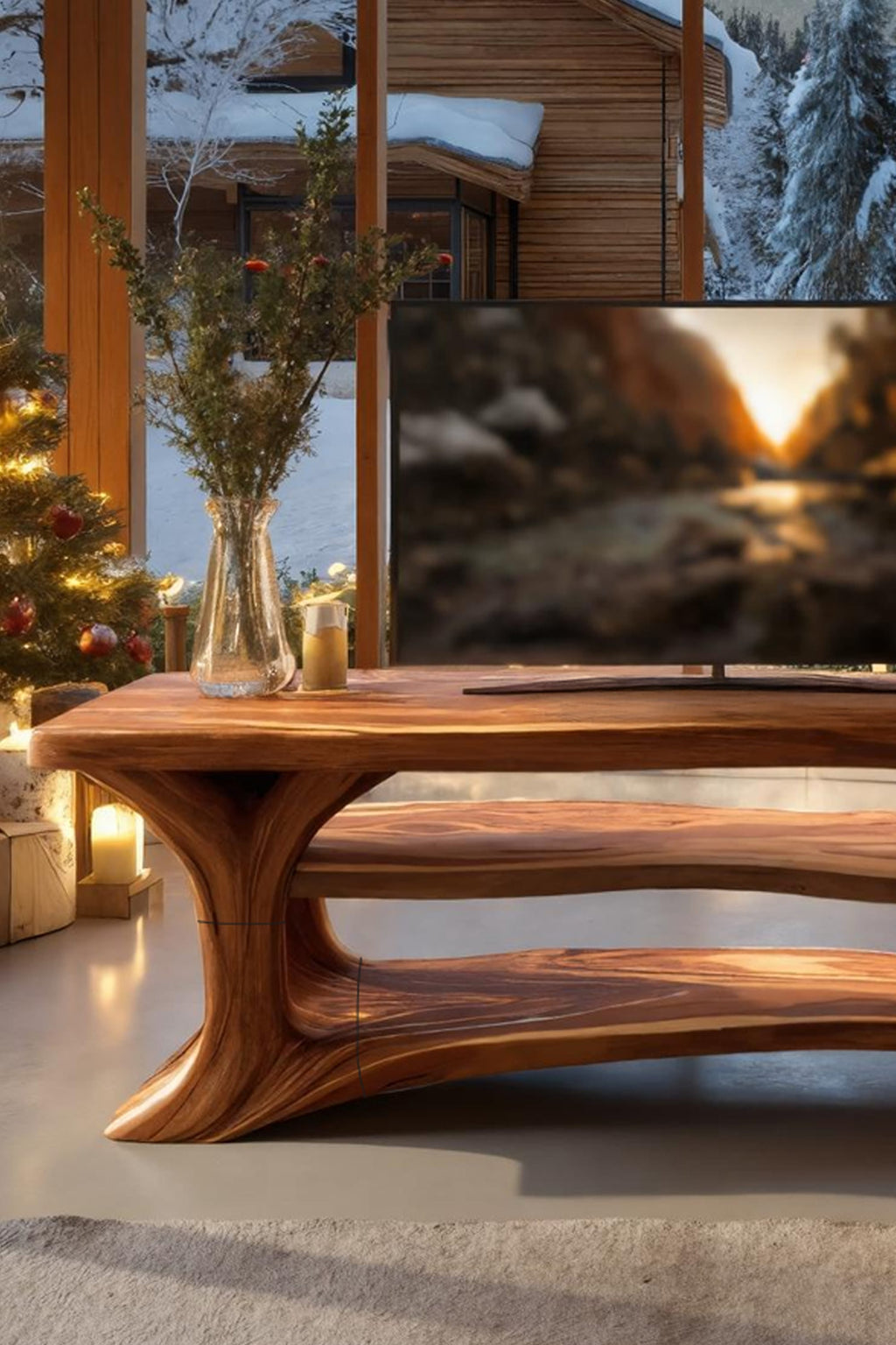 Live Edge Credenza Mid Century TV Cabinet