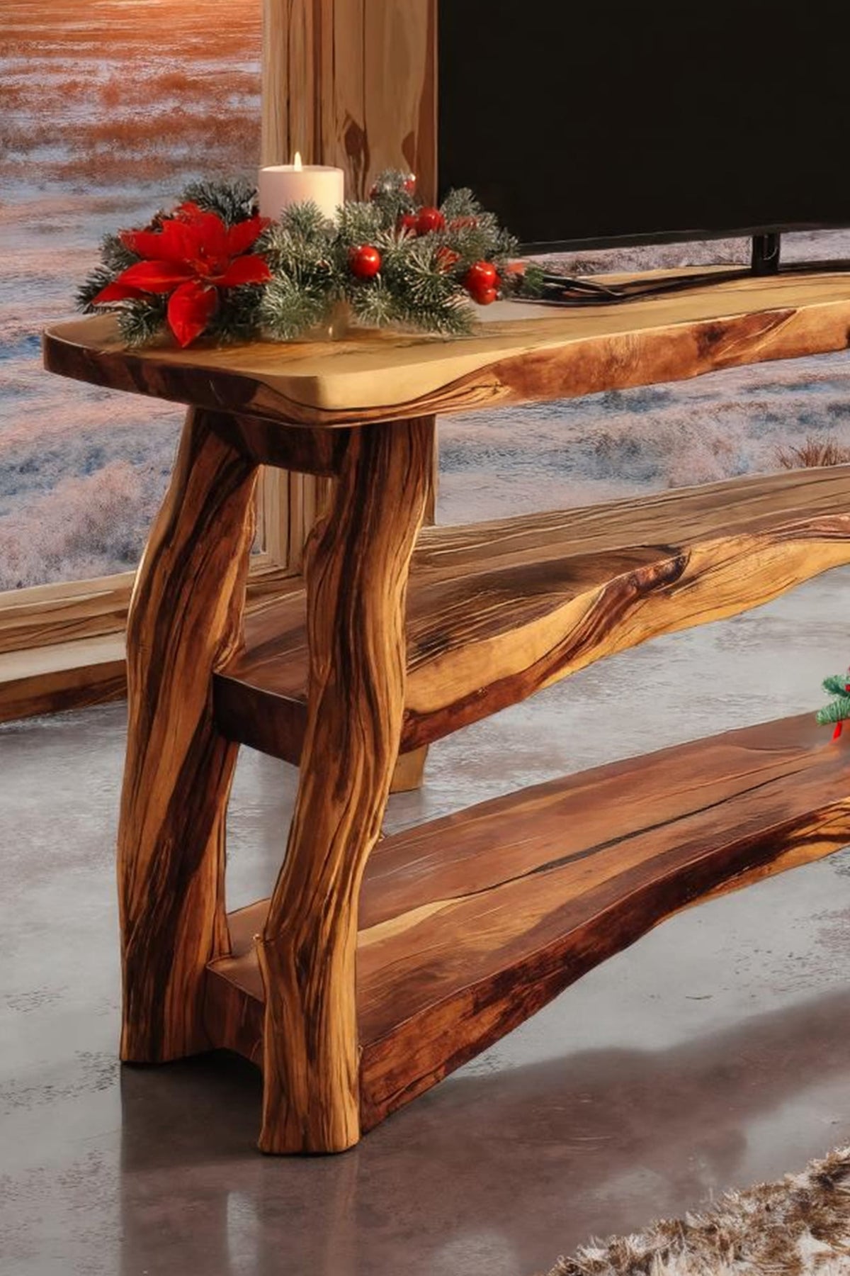 Live Edge Solid Sideboard TV Cabinet