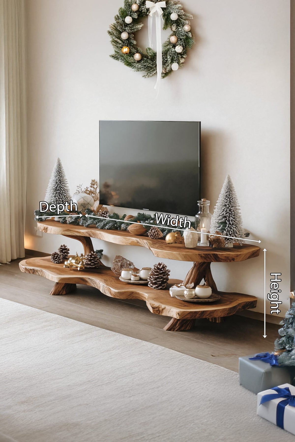 Mid Century Live Edge Credenza TV Cabinet