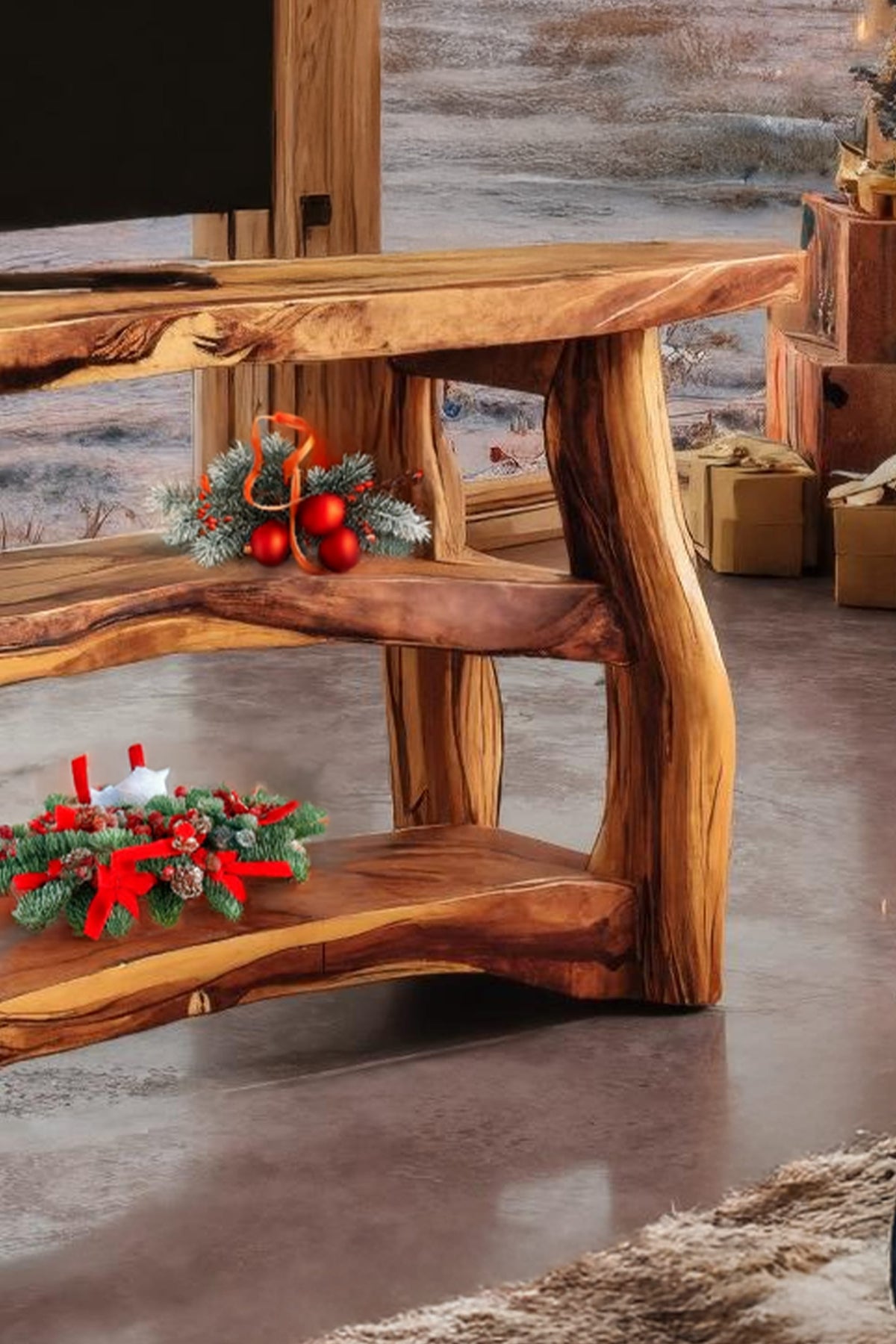 Live Edge Solid Sideboard TV Cabinet