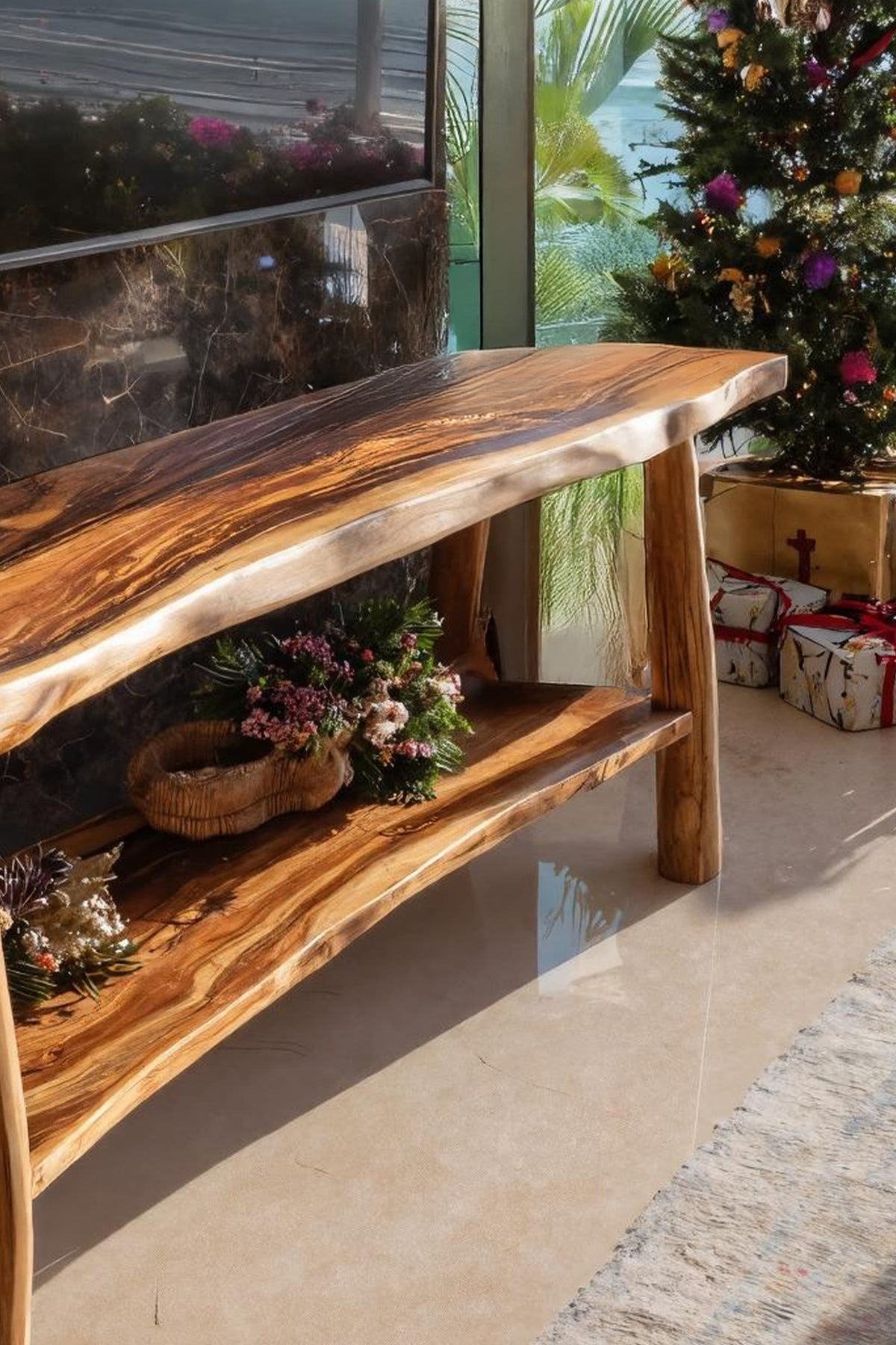 Live Edge Mid Century TV Cabinet