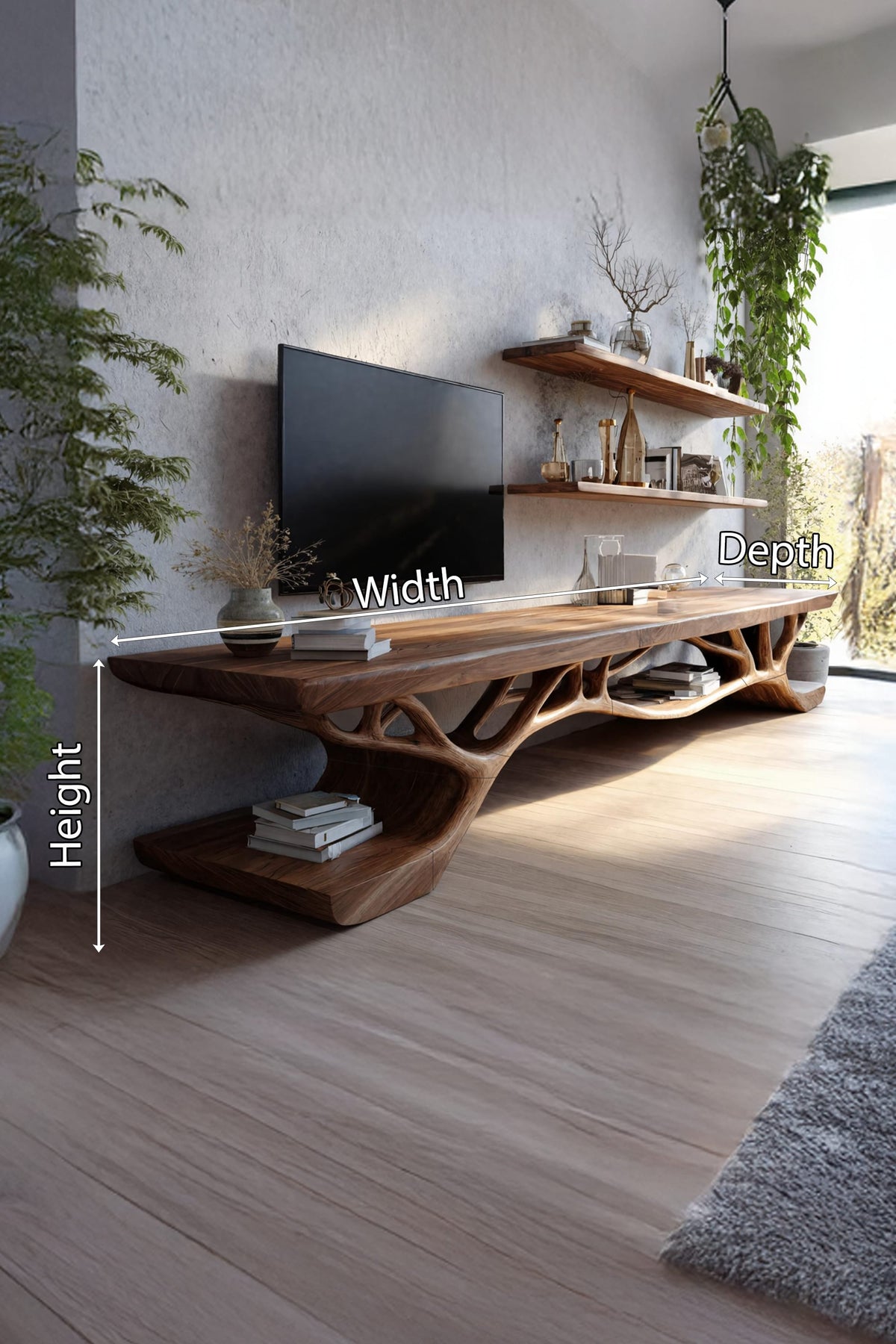 Mid Century Solid TV Console, solid wood, built to order