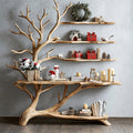 Mid Century Console Table with Tree Book Shelf Entry Table, solid wood, built to order
