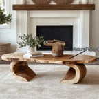 Vintage Natural Coffee Table Cozy Living Room, solid wood, built to order