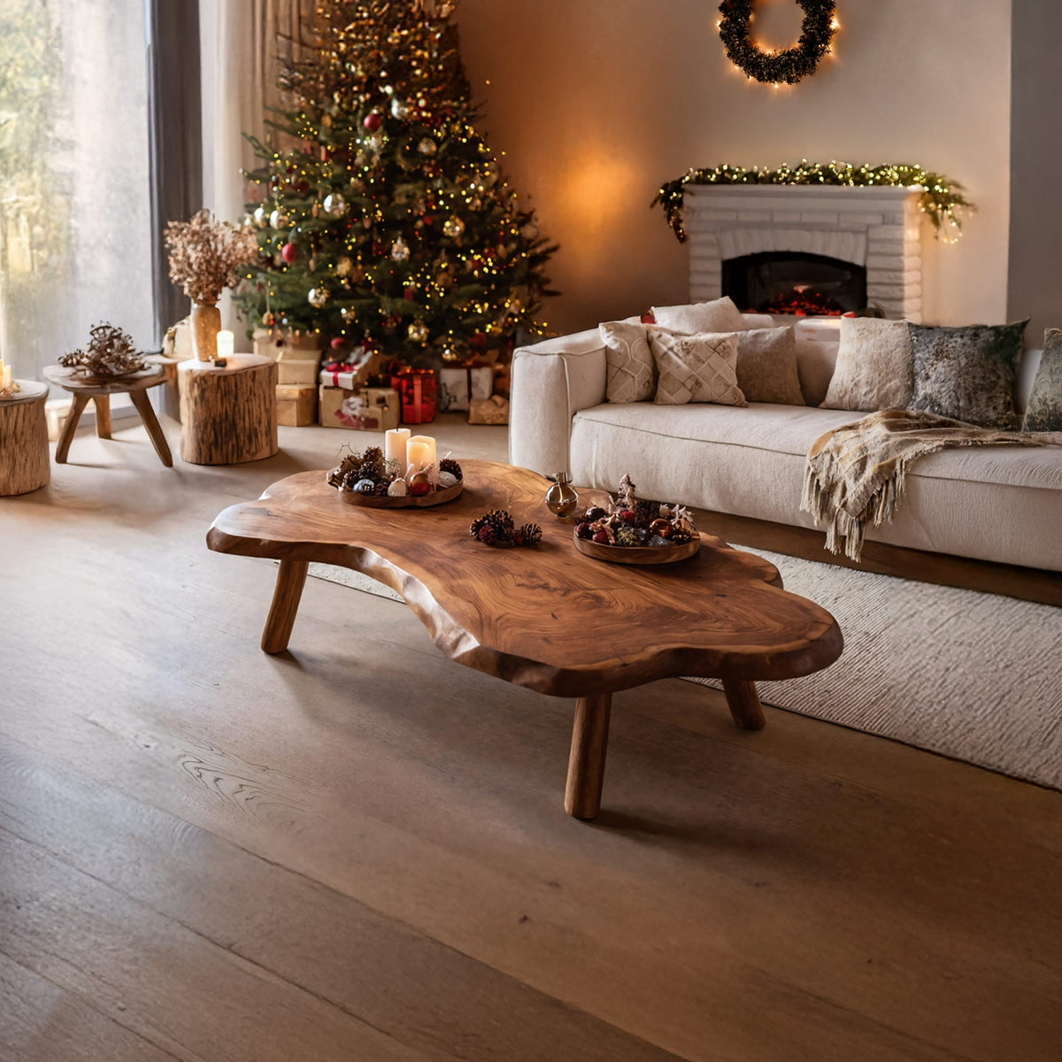 Live Edge Slab Modern Coffee Table
