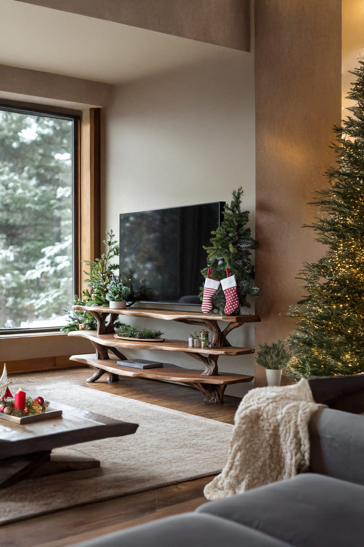 Modern Live Edge Entryway TV Cabinet