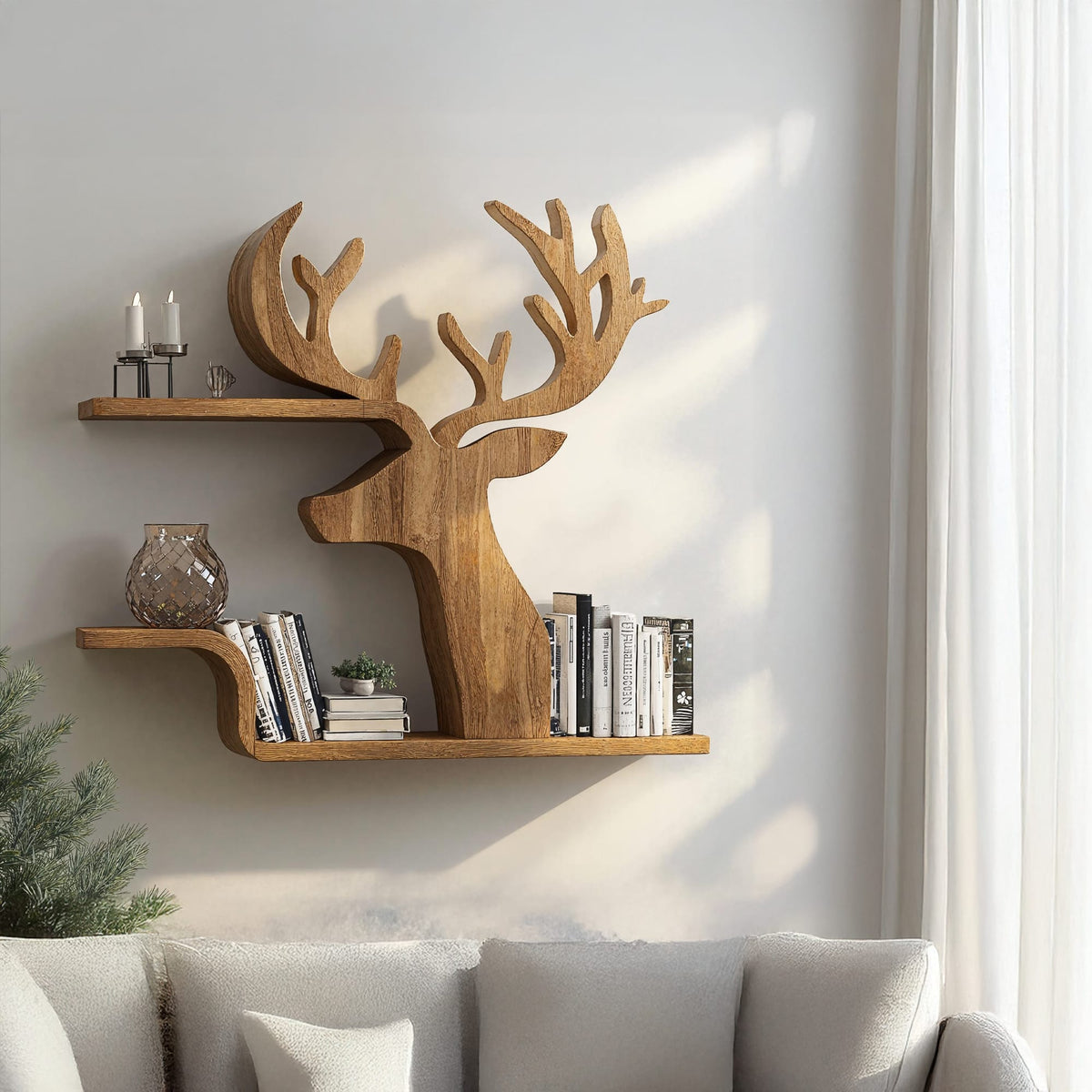 Decorative Wooden Deer Shelf, solid wood, built to order
