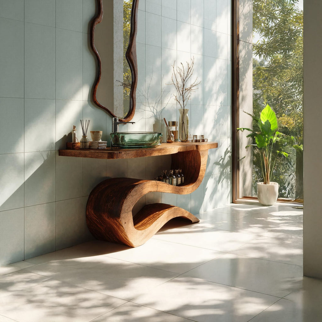 Mid Century Wood Vanity, solid wood, built to order