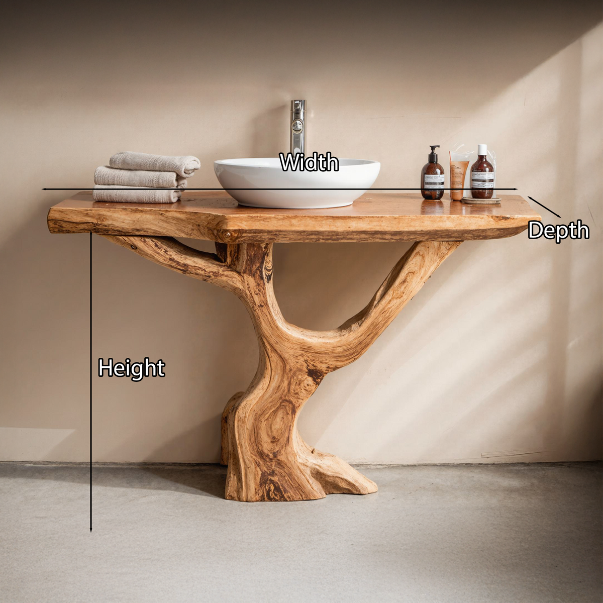 Live Edge Vanity Vessel, solid wood, built to order, view 5