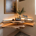 Floating Bathroom Corner Shelf, solid wood, built to order