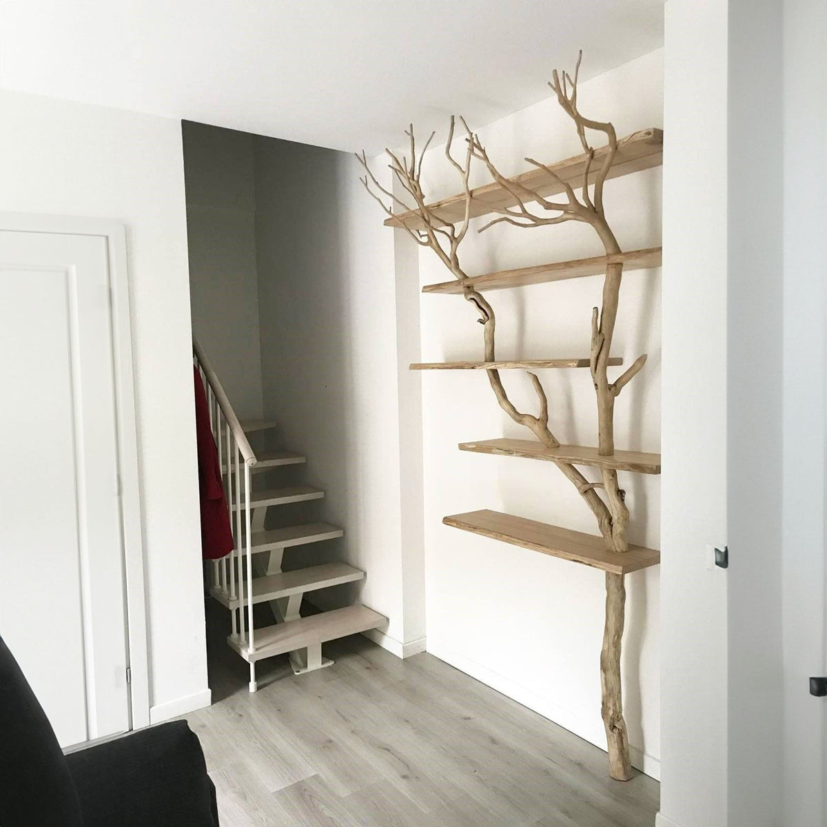 Tree Branch Floating Corner Shelf Solid for Book Lover Gift, solid wood, built to order
