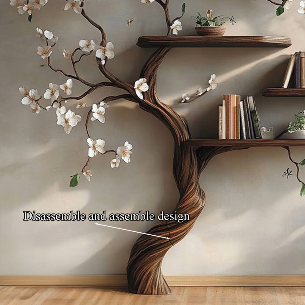 Tree Branch Bookcase Wall Mount Live Edge Shelf Decor Home, solid wood, built to order