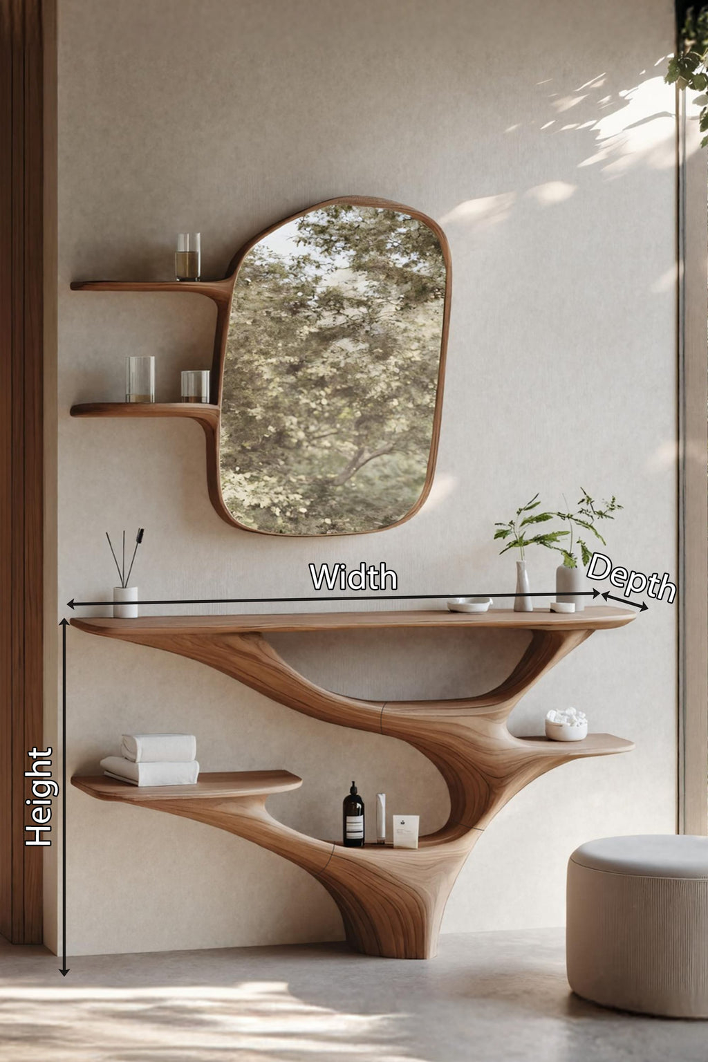 Mid Century Modern Vanity Table, solid wood, built to order