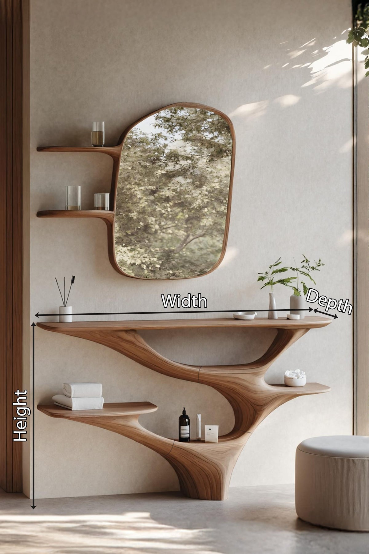 Mid Century Modern Vanity Table, solid wood, built to order