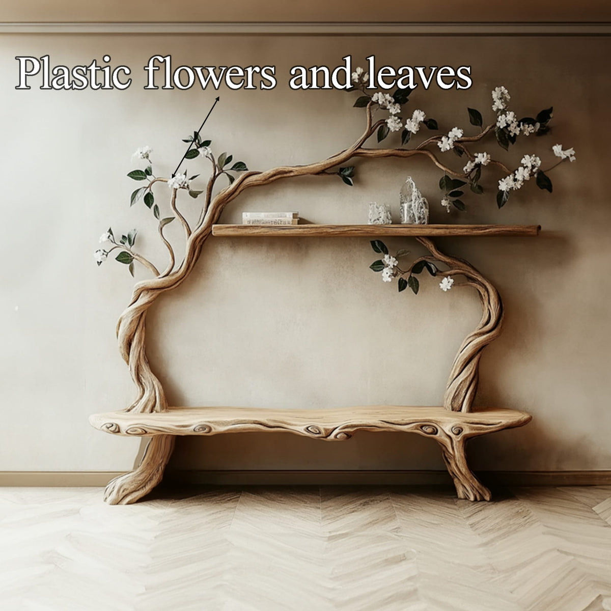 Wall Bookshelf Tree Shelf Rustic Design Home Gift Her, solid wood, built to order