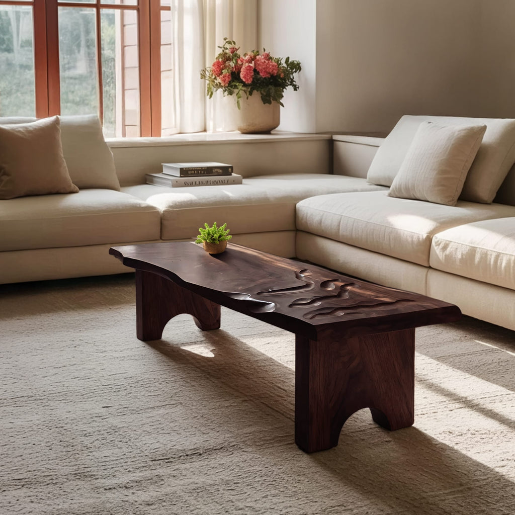 Mid Century Modern Abstract Coffee Table, solid wood, built to order