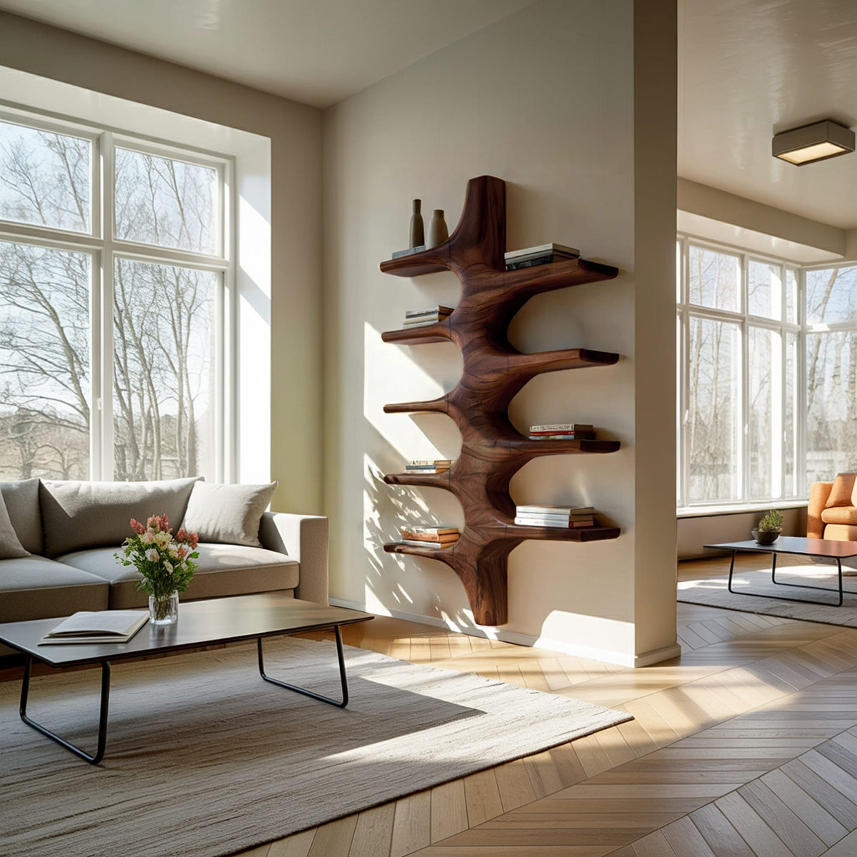 Sculptural Mounted Floating Bookshelf