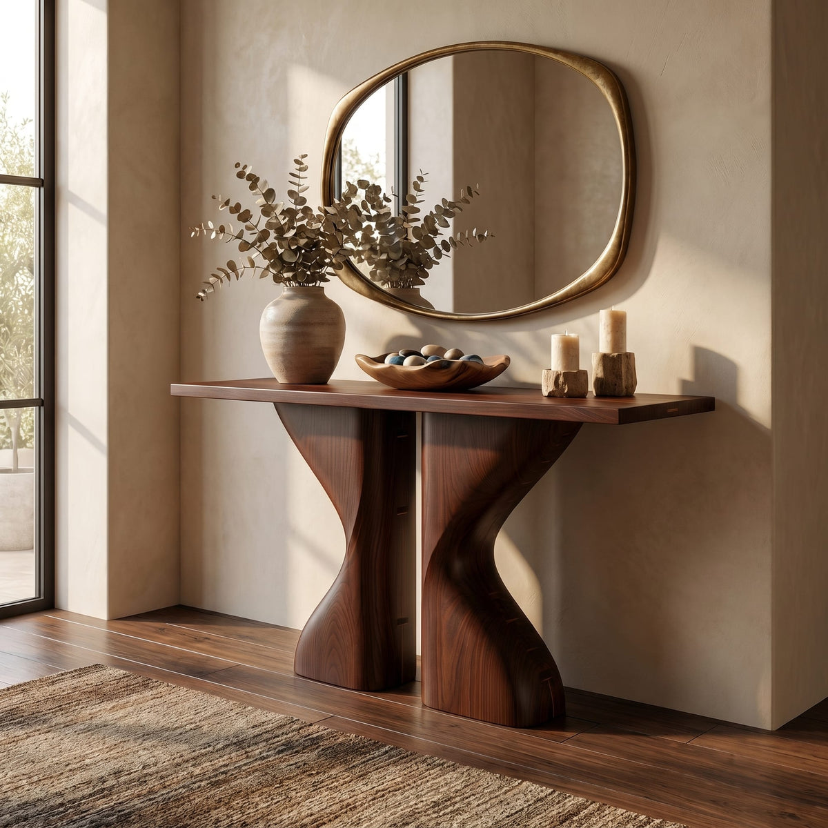 Midcentury Console Table Living Room, solid wood, built to order