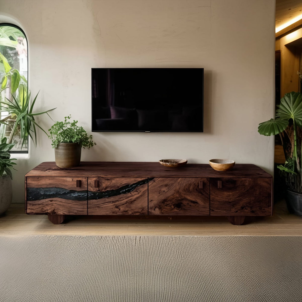 Live Edge Solid Entertainment TV Cabinet