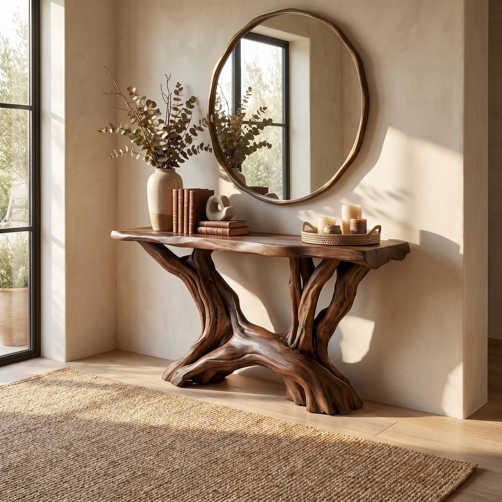 Coastal Organic Console Table Living Room and Entryway, solid wood, built to order