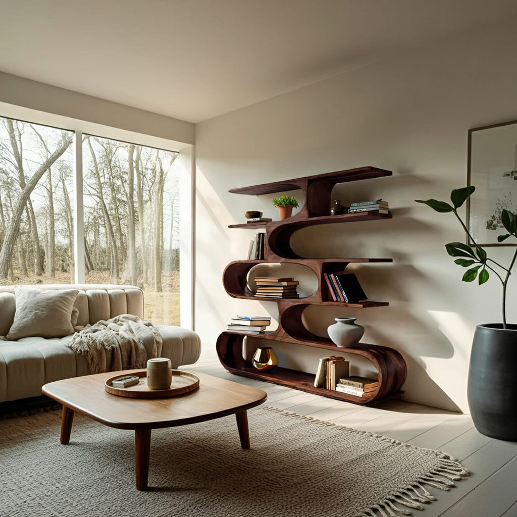 Artistic Curved Sculptural Bookshelf
