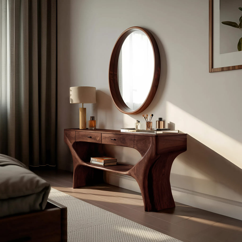 Artistic Vanity Table with Drawers, solid wood, built to order