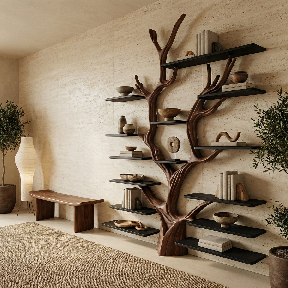 Sculptural Tree-inspired Tree Bookshelf