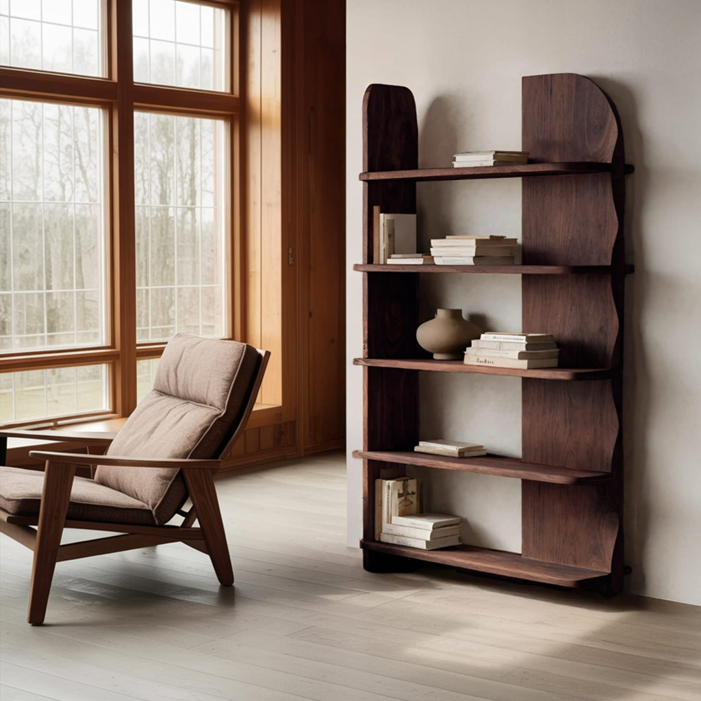 Minimalist Bookcase Sculptural Design, solid wood, built to order
