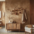 Wall Mounted Shelf Hanging Clothes with Hooks, solid wood, built to order