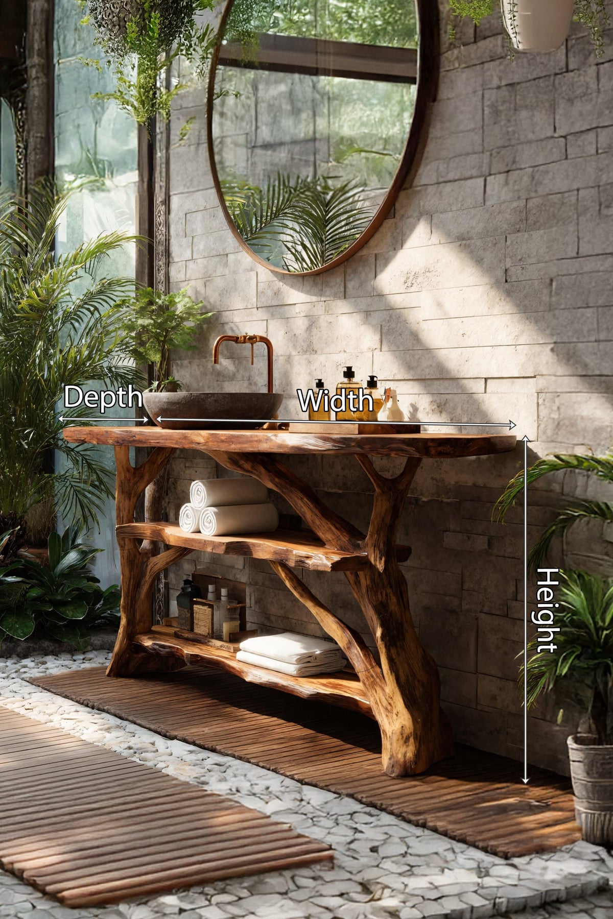 Handcrafted Live Edge Bathroom Vanity, solid wood, built to order