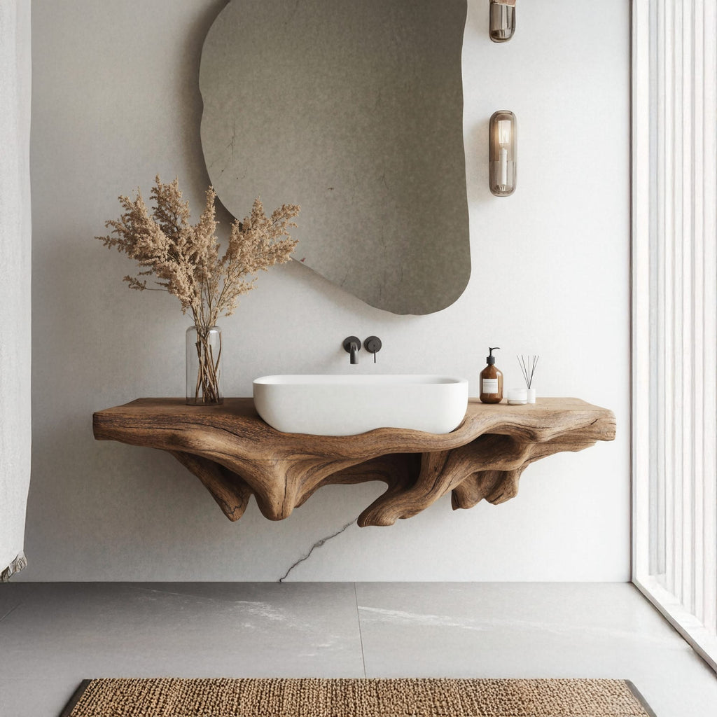 Farmhouse Bathroom Shelf Wall Mount for Storage, solid wood, built to order