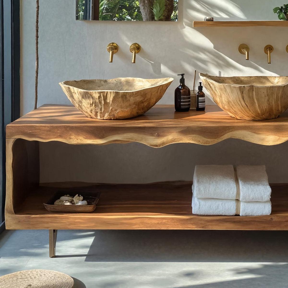 Farmhouse Live Edge Vanity, solid wood, built to order