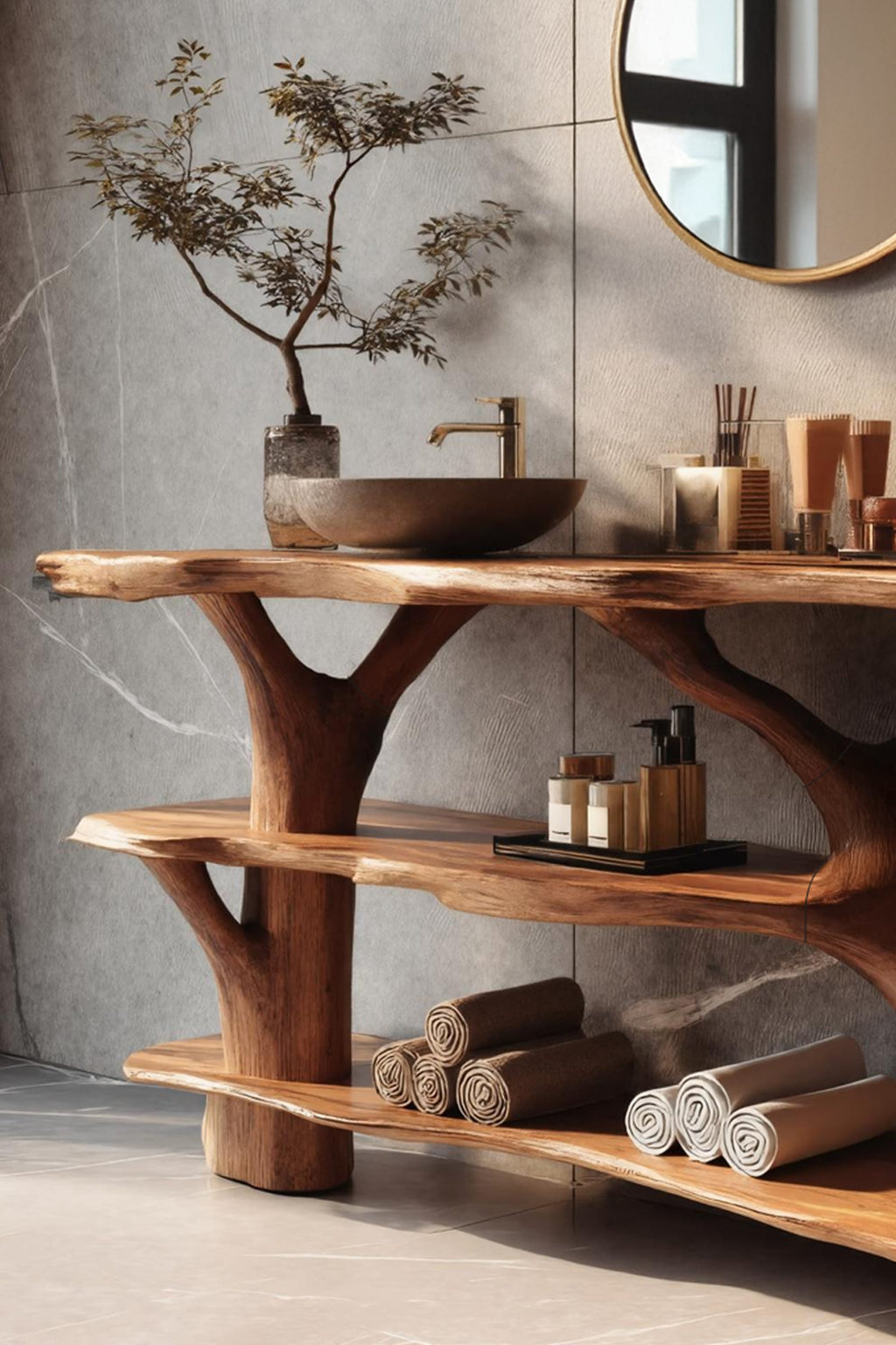 Live Edge Solid Trunk Vanity