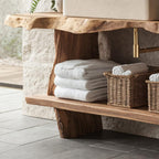 Bathroom Furniture Rustic Vanity with Live Edge Top, solid wood, built to order