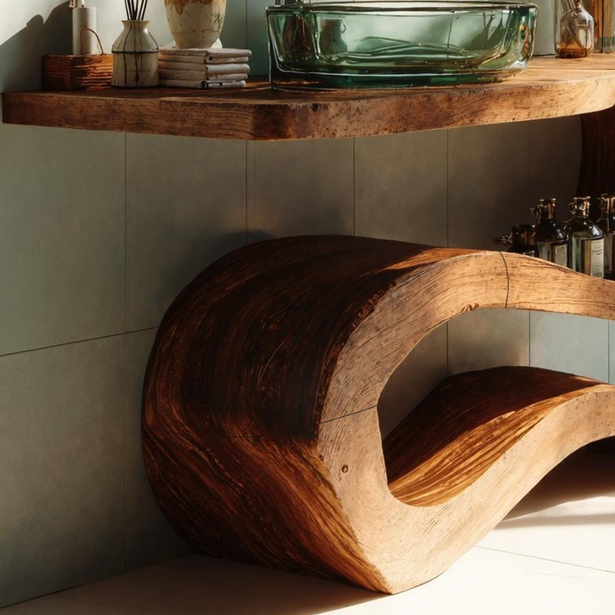 Mid Century Wood Vanity, solid wood, built to order