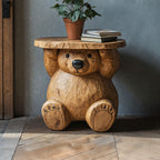 Handcrafted End Table Bear Side Table, solid wood, built to order