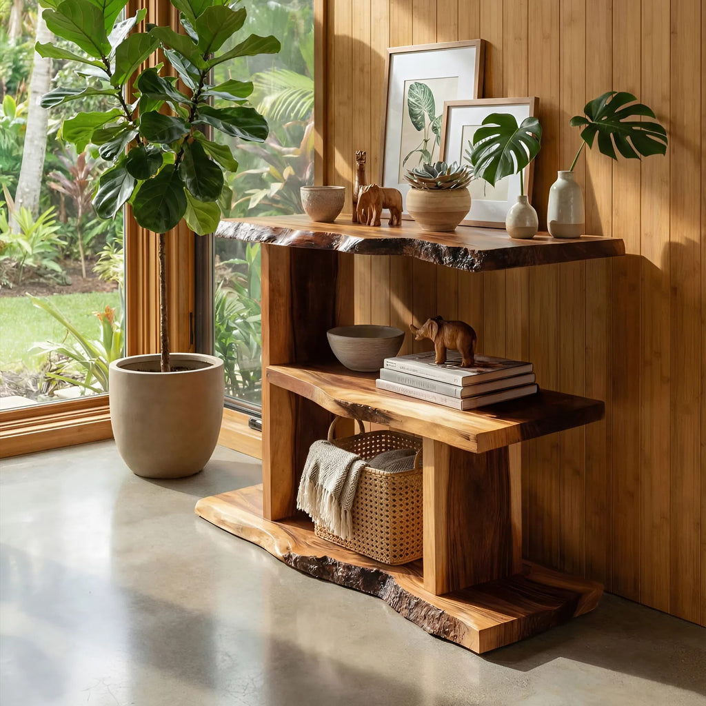 Live Edge Storage Wall Shelf