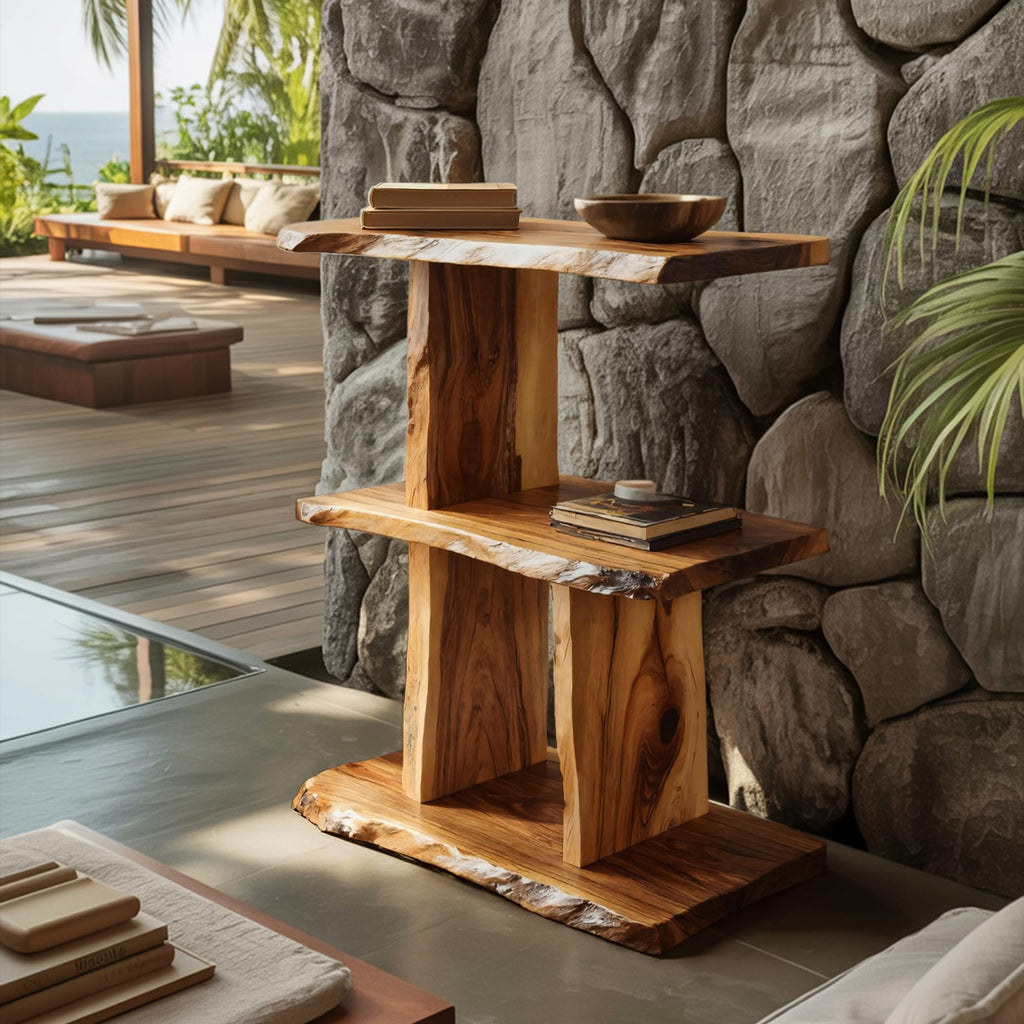 Live Edge Multi-tier Wall Shelf